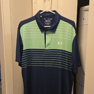 Under Armour Men's Navy and Lime Polo Shirt